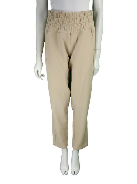 Calça Resort Couture Tecido Bege