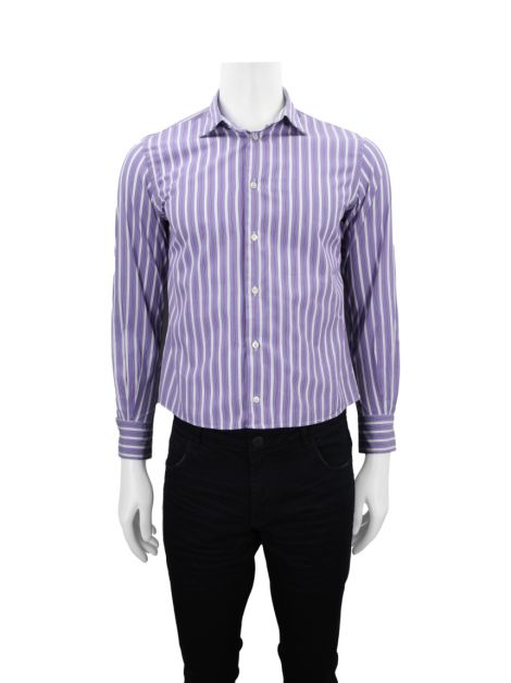 Camisa Façonnable Classic Listrada Roxa Masculina
