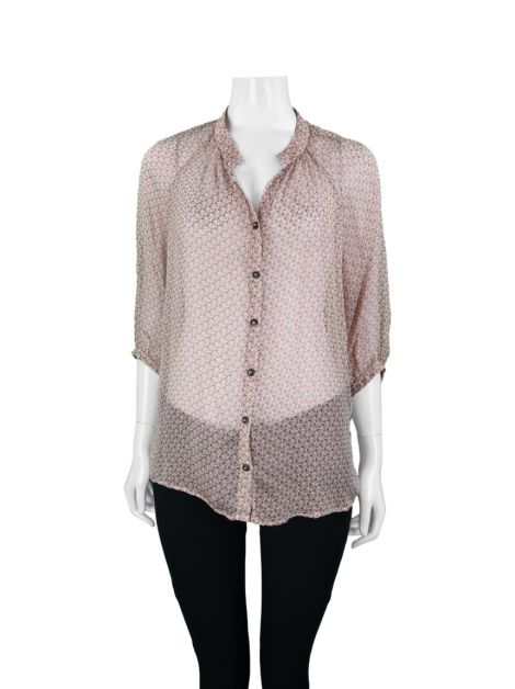 Camisa MNG Tecido Estampado Rosa