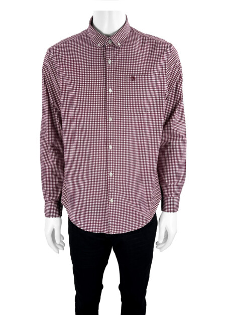 Camisa Penguin Heritage Slim Fit Stretch Quadriculada Vinho