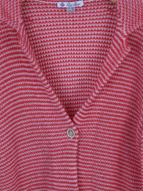 Cardigan Loro Piana Cashmere Vermelho e Branco Infantil