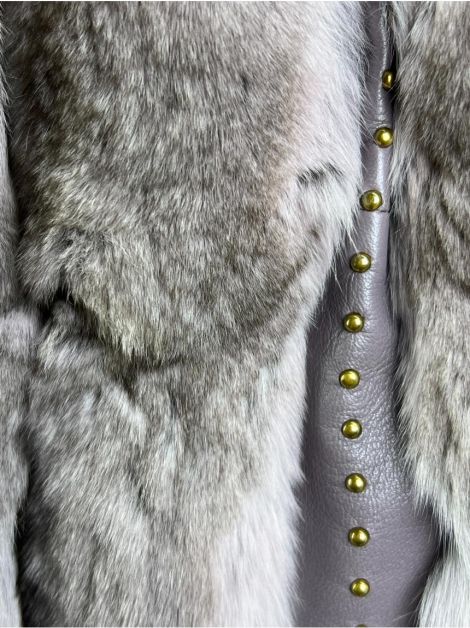 Casaco Versace Fur Studs Cinza