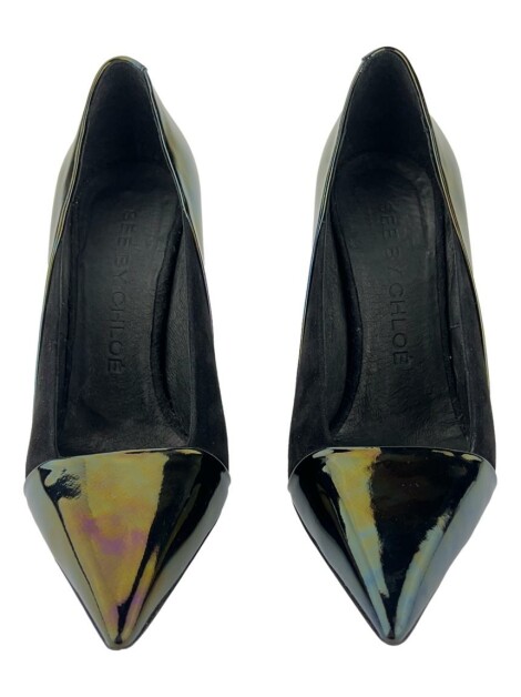 Sapato de Salto See By Chloé Holográfico Preto