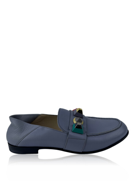 Sapato Fendi Loafers Studded Couro Azul
