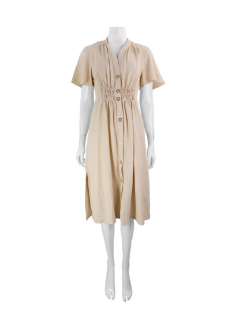 Vestido Maria Cabaleiro Tecido Bege