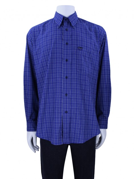 Camisa Façonnable Micro Xadrez Masculino Marinho