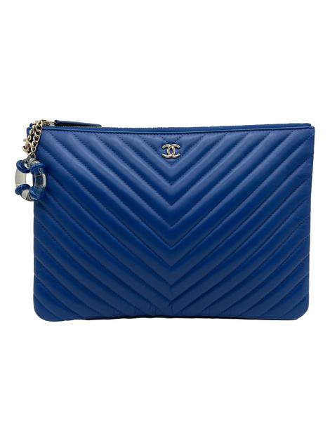 CHANEL ブルー ケース Clutch Chanel O-Case Zip Pouch Azul - CTIN12 Original | Etiqueta Única