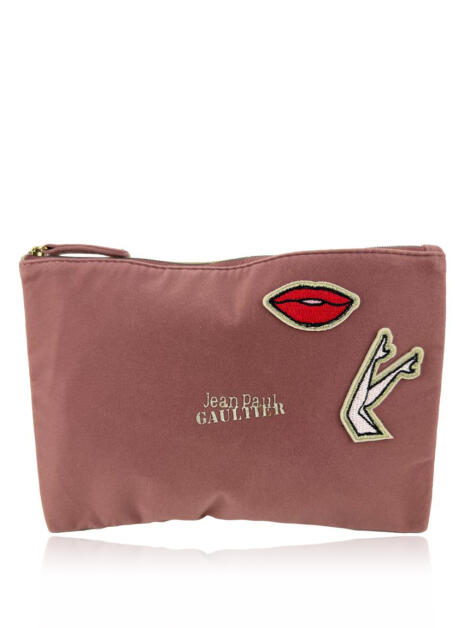 Can Clutch (sabretache) Jean Paul Gaultier - Velours Et Daim Couleur Faded Rose - Sangle Dorée - Neuf Avec étiquettes - Sac Porté épaule Femme