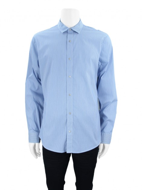 Camisa Armani Exchange Slim Listrada Azul