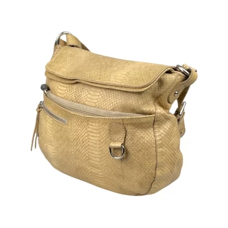 Bolsa com Alça Furla Croco Embossed Bege