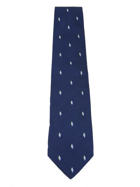 Gravata Barney''s New York Seda Folhas Azul