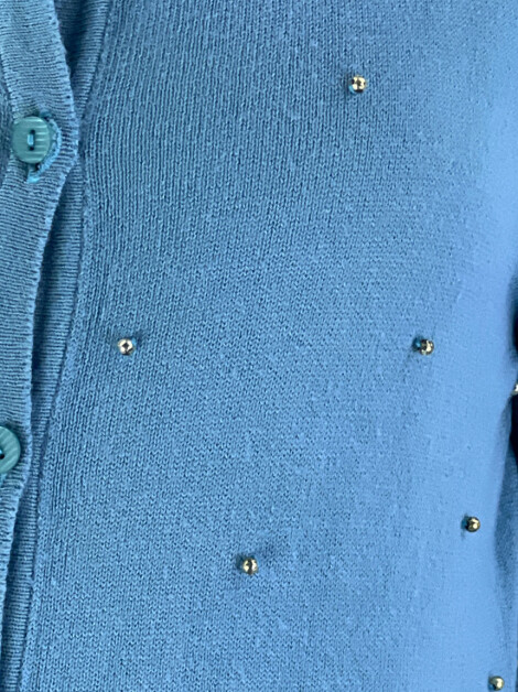 Cardigan Maria Filó Aplicações Azul