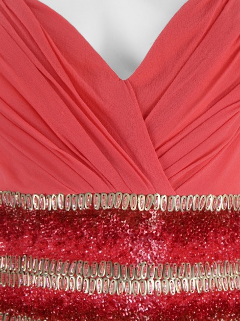 Vestido de Festa Barbara Bela Seda Miçangas Rosa