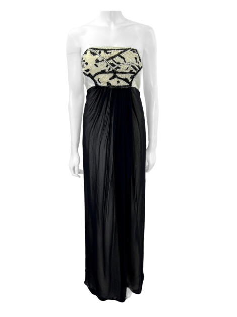 Vestido Clo Orozco Seda Bordado Bicolor