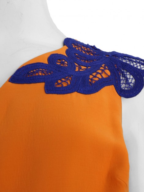 Vestido Victoria Beckham Renda Laranja