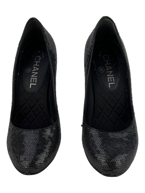Sapato Chanel Paetê Preto