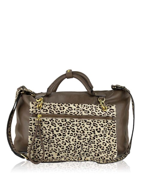 Bolsa Manufact Couro Animal Print Marrom