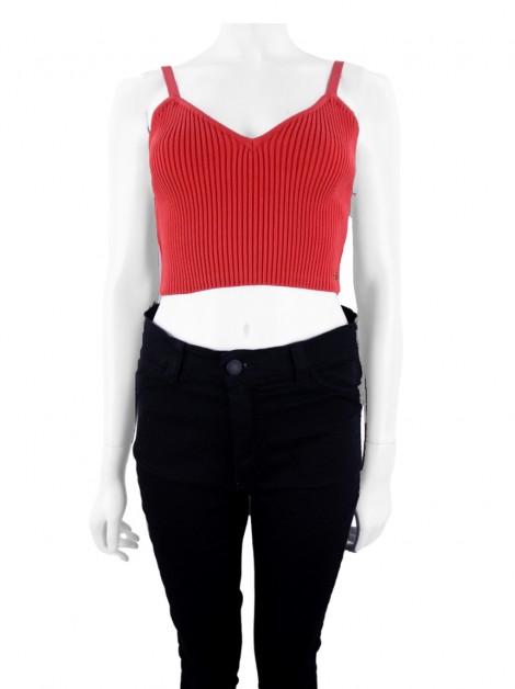 Blusa Blessed Cropped Canelado Vermelho