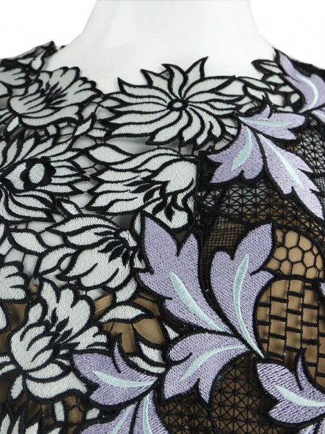 Vestido Self-Portrait Patchwork Renda Preto