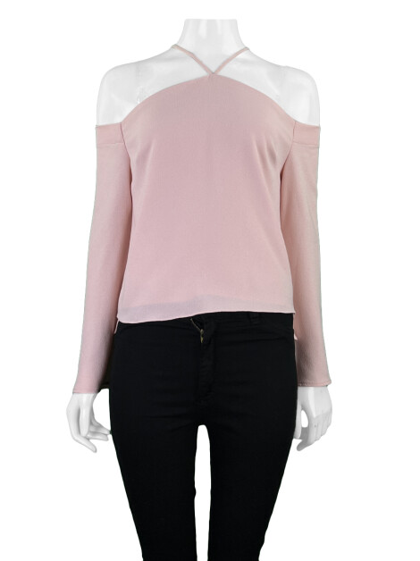 Blusa CAOS Cropped Manga Longa Rosa