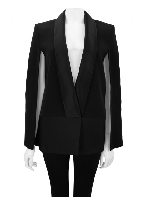 Blazer Capa Victoria Beckham Lã e Seda Preto