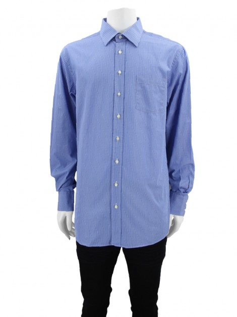Camisa Artigiano A Misura Listrada Azul Masculina