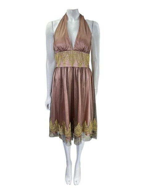 Vestido Adriana Papell Bordado Rosa