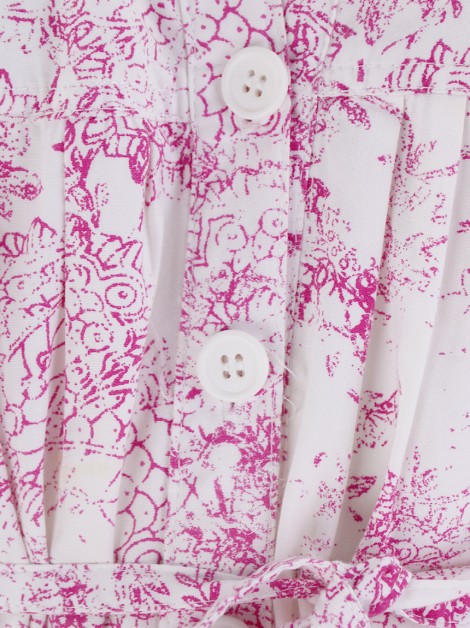 Vestido Sacada Tecido Estampado Rosa