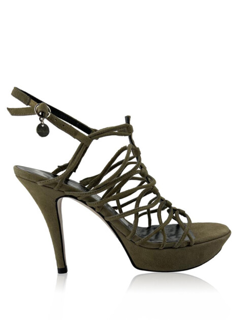 Sapato de Salto Karen Millen Amarrações Suede Verde