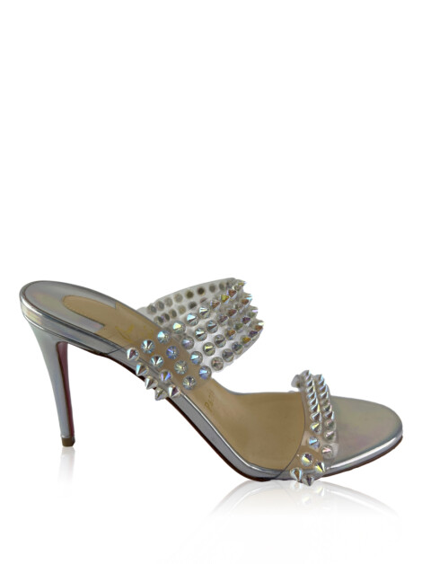 Mule Christian Louboutin Spikes Only 85 Metalizada
