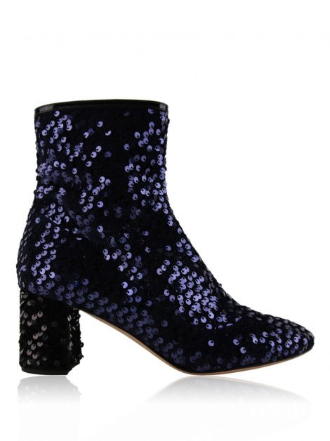 Ankle Boots Rochas Paetê Marinho