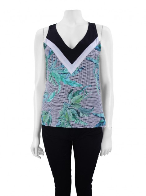 Blusa Dudalina Tecido Folhas