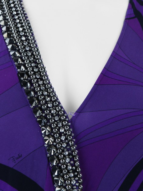 Vestido Emilio Pucci Strass Tecido Multicolor