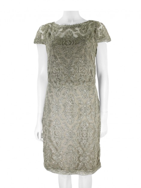 Vestido Tadashi Shoji Bordado Nude