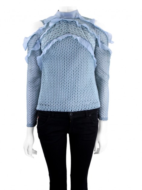 Blusa Self-Portrait Renda Azul
