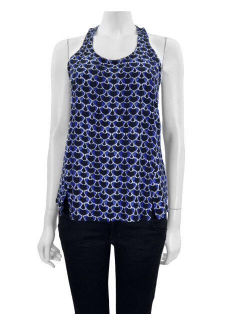 Blusa Fit Tecido Azul Estampada