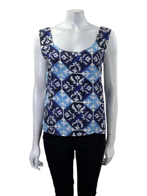 Blusa Isolda Seda Estampada Azul