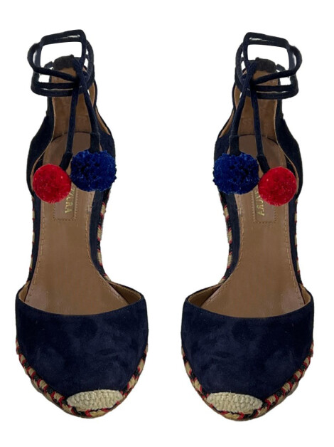 Espadrille Aquazzura Palm Beach Suede Azul Marinho
