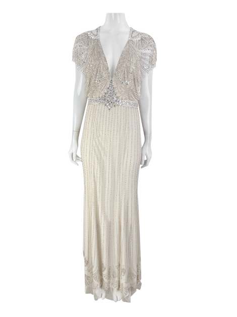 Vestido de Festa Jenny Packham Bege Bordado