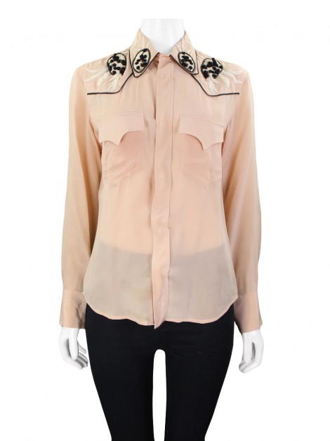 Camisa Marni Seda Bordada Rosê
