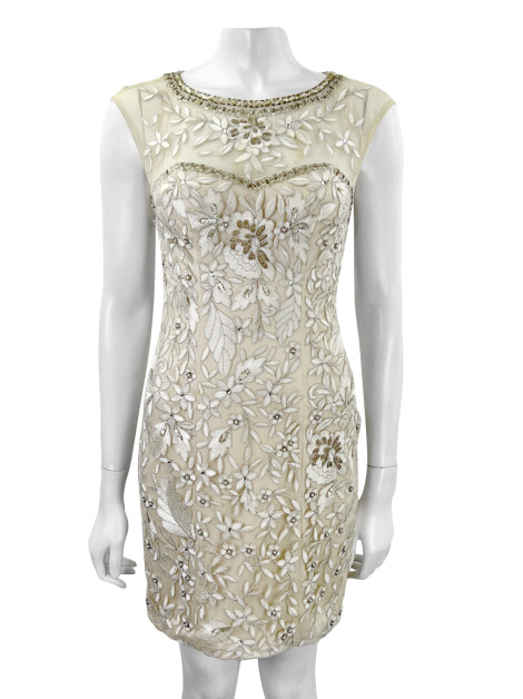 Vestido Sue Wong Bordado Bege