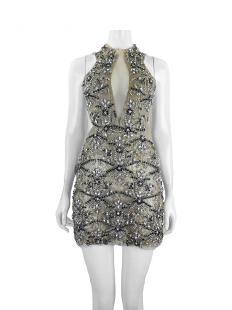 Vestido Patricia Bonaldi Bordado Bege