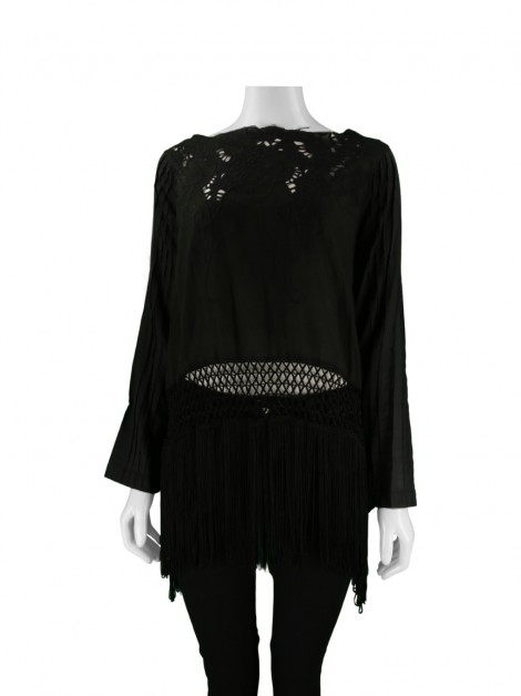 Blusa CAOS Franjas Preta