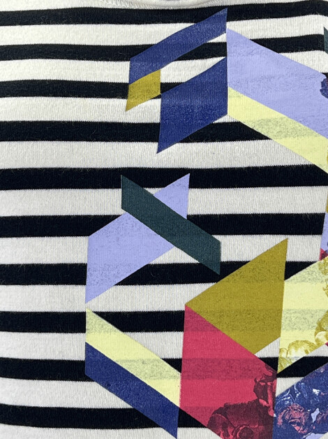 Blusa Maria Garcia Listrada Estampada