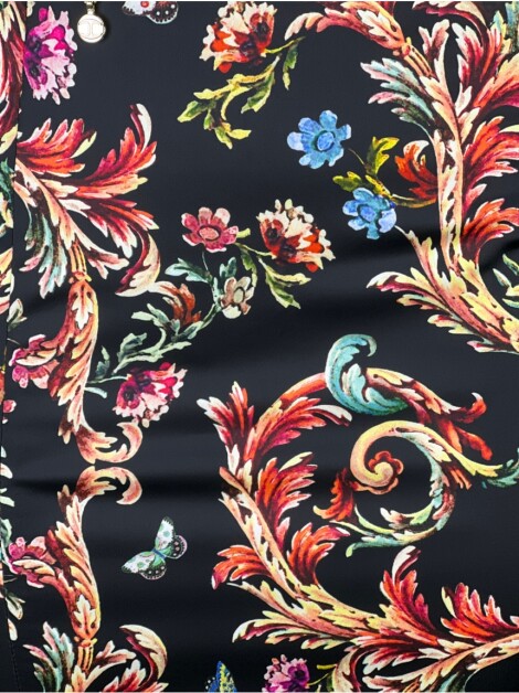 Saia Just Cavalli Zíper Estampada Preta