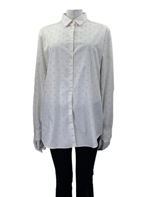 Camisa Etro Branca Poás Rosa