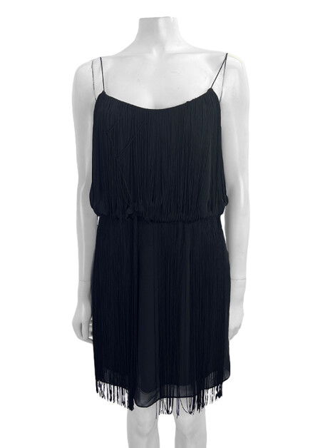 Vestido Aidan Mattox Franjas Preto