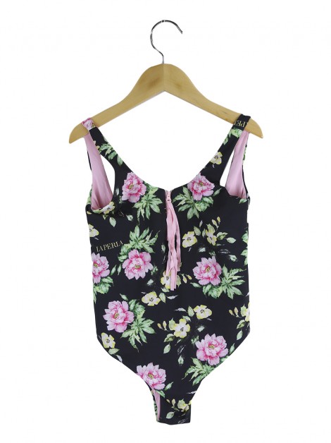 Maiô La Perla Preto Estampa Florida Infantil