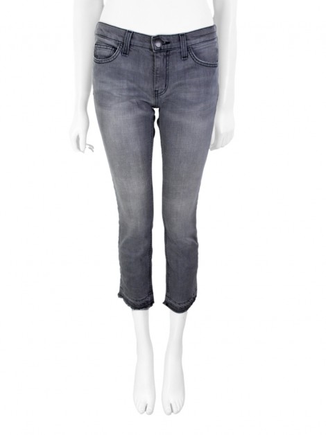 Calça Current Elliott Cropped Straight Jeans Cinza