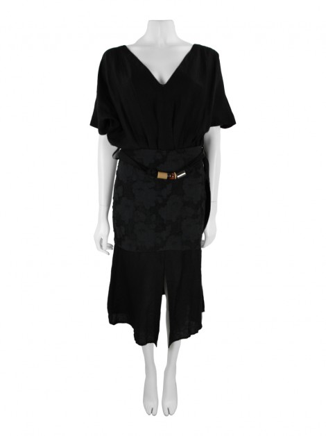 Vestido Sacada Floral Preto